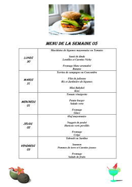 MENU MENU DE LA SEMAINE DE LA SEMAINE DE LA SEMAINE 05