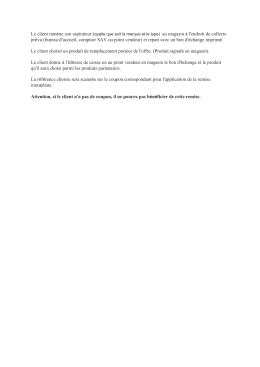 prévu (bureau d`accueil, comptoir SAV ou point vendeur) et repart