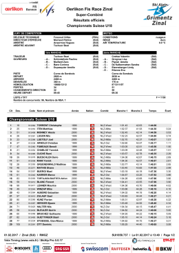 Classement M18  - Swiss-Ski