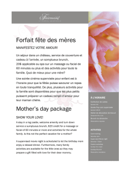 Forfait f&ecirc;te des m&egrave;res