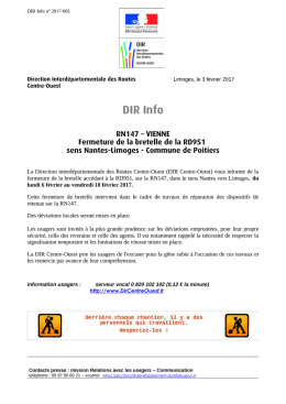 COMMUNIQU&Eacute; DE PRESSE - DiR Centre