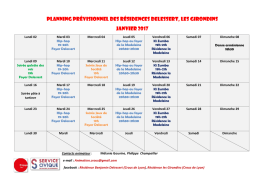 PLANNING PRÉVISIONNEL DES RÉSIDENCES