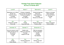Consulter les menus du mois de f&eacute;vrier 2017