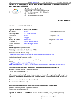 Fourniture de v&ecirc;tements de travail et de protection destin&eacute;s au