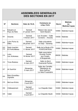 les dates et lieux des assemblées générales 2017