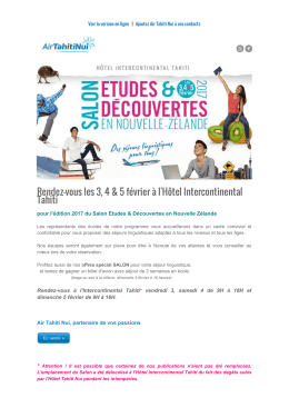 Newsletter Salon Etudes et D&eacute;couvertes en NZ 2017