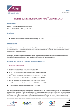 saisies sur remuneration au 1 janvier 2017