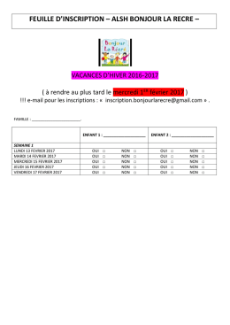 feuille d`inscription