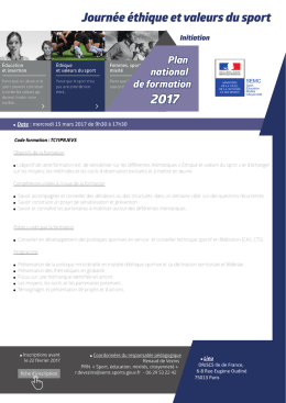 Journ&eacute;e &eacute;thique et valeurs du sport