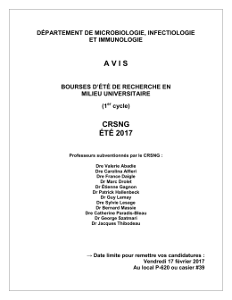 avis crsng 2017 - Département de microbiologie, infectiologie et