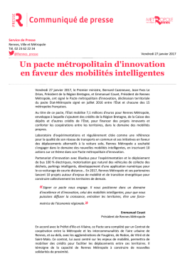 Un pacte métropolitain d`innovation en faveur des mobilités