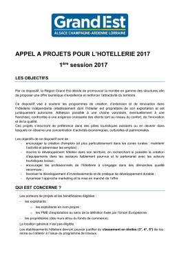 Fiche de synthèse - APPEL A PROJETS POUR