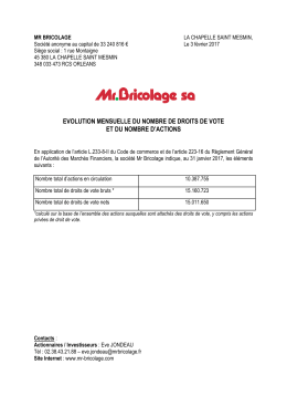 Evolution mensuelle 31 janvier 2017