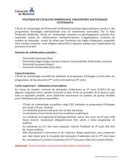 POLITIQUE DE L`ÉCOLE DE CRIMINOLOGIE PAR RAPPORT AUX