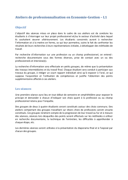Ateliers de professionnalisation en Economie