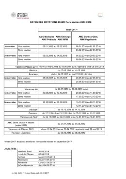 Plan des rotations des AMC 1ère section, volée 2017