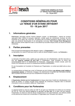 CONDITIONS G&Eacute;N&Eacute;RALES POUR LA TENUE D`UN