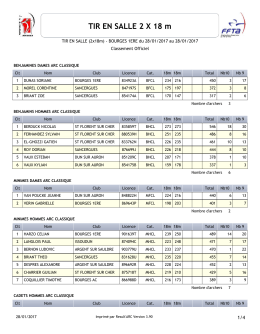 Résultats du 2 x 18 m samedi soir