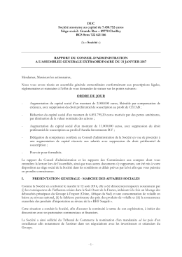 AGE - Rapport du Conseil d administration a l AGE du 31 01 2017