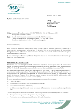 31/01/2017 Lettre de suite d`inspection Radioprotection