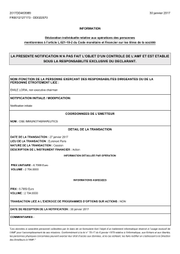 la presente notification n`a pas fait l`objet d`un controle de l`amf et est