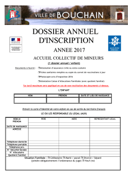 DOSSIER ANNUEL D`INSCRIPTION