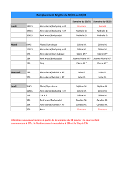 Remplacement Brigitte du 30/01 au 10/02