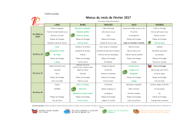 Menus du mois de F&eacute;vrier 2017