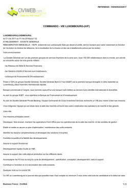 Offre COMMANDO - VIE LUXEMBOURG-(H/F)