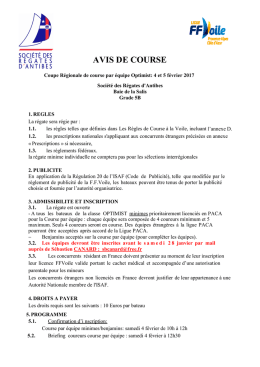 Avis de course - Soci&eacute;t&eacute; des R&eacute;gates d`Antibes