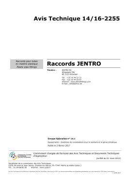 Avis Technique 14/16-2255 Raccords JENTRO