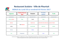 Restaurant Scolaire - Ville de Pleurtuit MENUS du Lundi 30 au