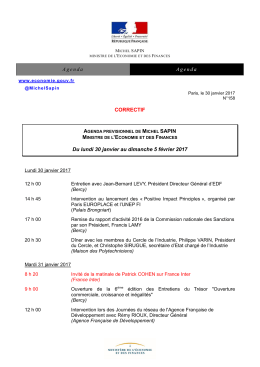 Agenda Agenda CORRECTIF Du lundi 30 janvier au dimanche 5