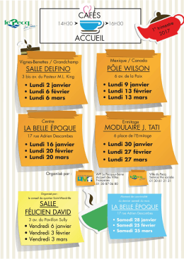 Programme cafés accueil janvier / février / mars 2017