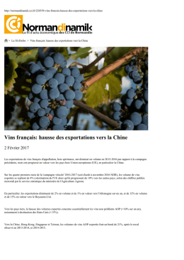 Vins fran&ccedil;ais: hausse des exportations vers la Chine