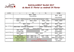 Calendrier des épreuves