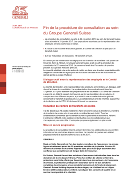 Fin de la proc&eacute;dure de consultation au sein du Groupe Generali