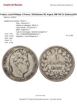 France, Louis-Philippe, 5 Francs, 1833,Nantes,TB, Argent, KM