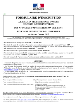 FORMULAIRE D`INSCRIPTION |Exa pro ATTACHE