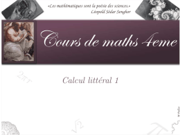 Calcul litt&eacute;ral 1
