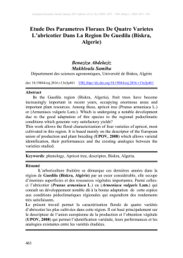 Etude Des Parametres Floraux De Quatre Varietes L`abricotier Dans