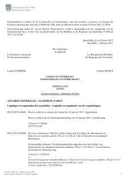 AFFAIRES GÉNÉRALES - ALGEMENE ZAKEN Logistique et