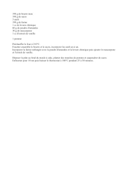 190 g de beurre mou 190 g de sucre 3 œufs 190 g de farine 1 cc de