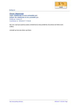 Forum: D&eacute;pannage