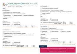 Bulletin de participation aux JRE 2017