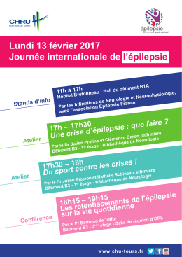 Lundi 13 février 2017 Journée internationale de l`épilepsie