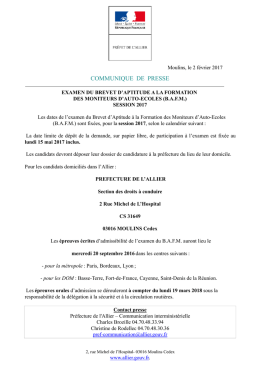 consulter le communiqué de presse : " Examen du brevet d`aptitude