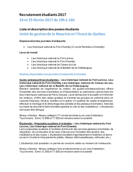Emplois &eacute;tudiants &eacute;t&eacute; 2017 Mont&eacute;r&eacute;gie
