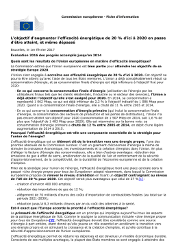 L`objectif d`augmenter l`efficacité énergétique de 20 % d