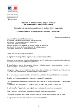 Lire le discours - Ministère de la Justice – Presse